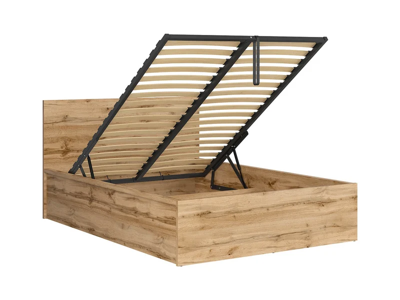 Tetrix Bed 140x200 cm with Merida Mattress – Wotan Oak