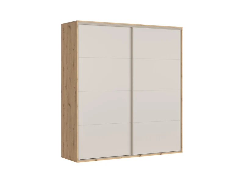 Flex Sliding Wardrobe 220×240 cm – 8 Shelves, 3 Hanging Rails, Silent Sliding Doors | Artisan Oak & Cashmere