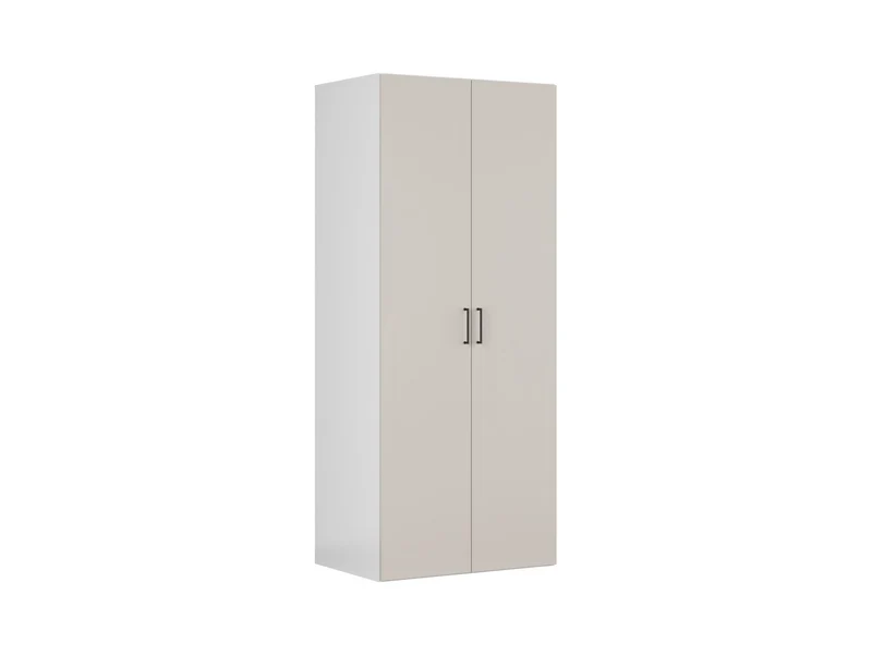 Flex 2-Door Wardrobe 100×240 cm – 2 Hanging Rails, 3 Full-Extension Drawers, Shelves | White & Cashmere