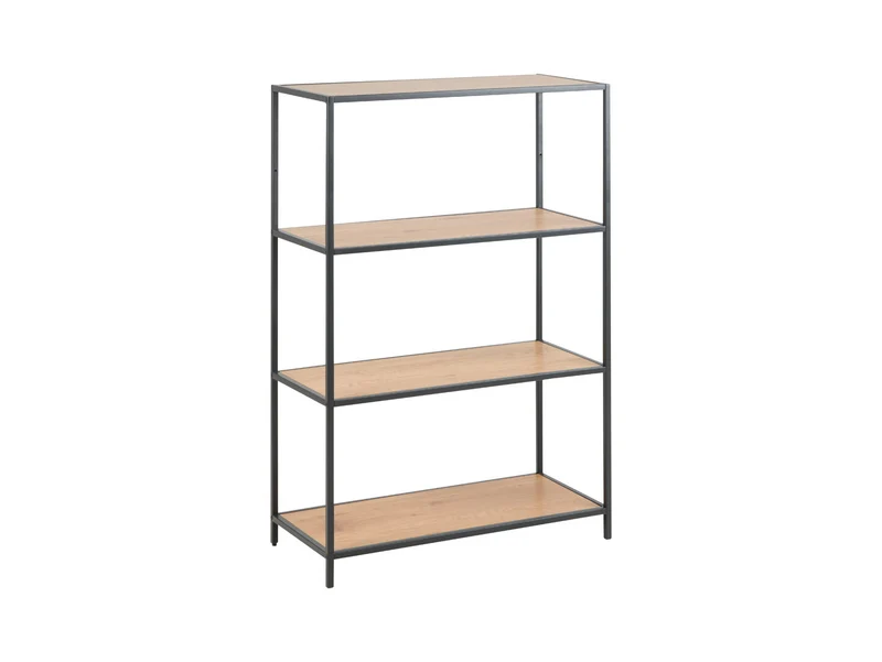 Seaford — Low Bookcase | 77 × 114 × 35 cm | Wild Oak & Black Steel | Loft Style