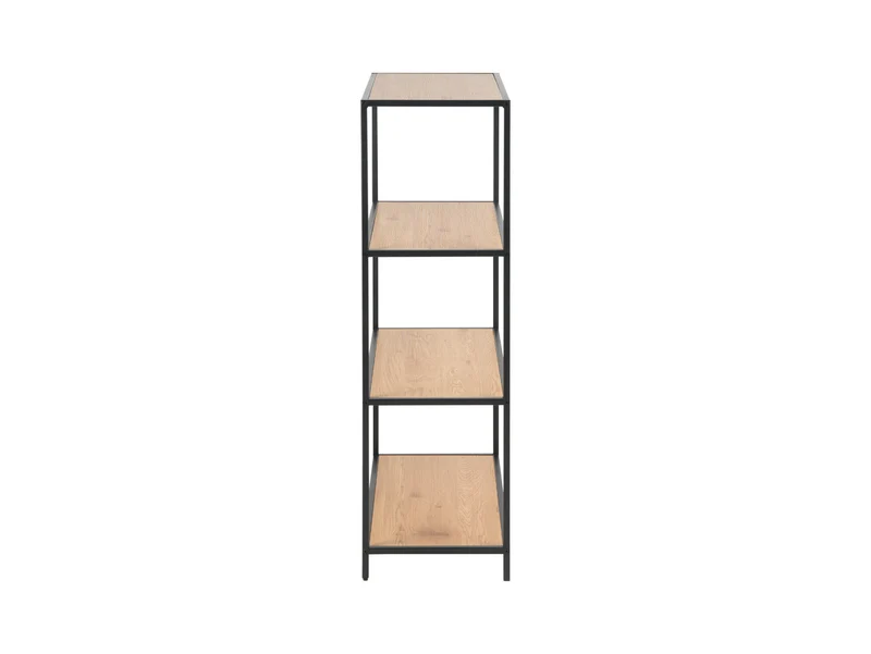 Seaford — Low Bookcase | 77 × 114 × 35 cm | Wild Oak & Black Steel | Loft Style