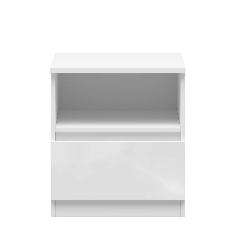 Tetrix — Bedside Table | White Gloss | Push-to-Open