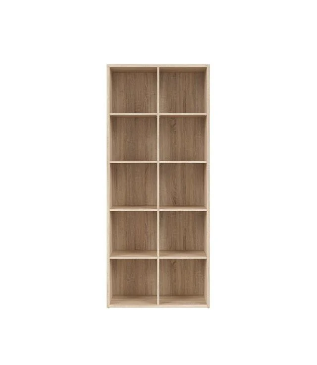 Nepo Plus — Open Cube Bookcase | 10 Compartments | 77 × 182 cm | Sonoma Oak