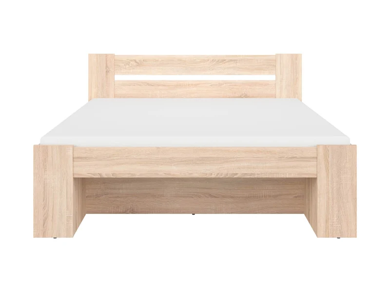 Nepo Plus — Double Bed 160 × 200 cm | Sonoma Oak | 4 Shelves & 3 Drawer Spaces | Slatted Base Not Included