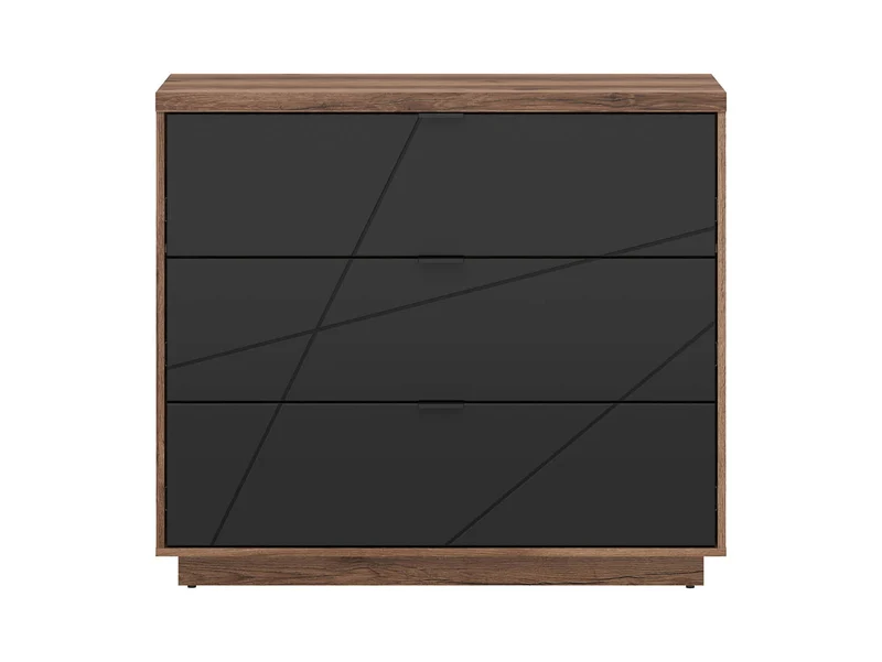 Forn — Chest of Drawers | 106 × 93 cm | 3 Soft-Close Drawers | Dark Delano Oak & Matt Black