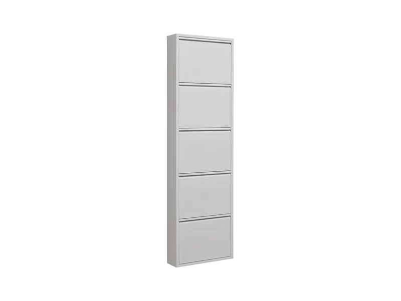 Fly 5K Shoe Cabinet – Slim Metal Shoe Storage | White & Anthracite