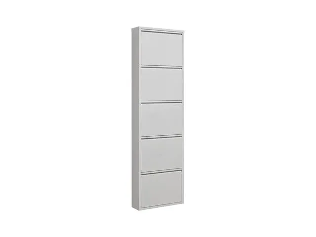 Fly 5K Shoe Cabinet – Slim Metal Shoe Storage | White & Anthracite