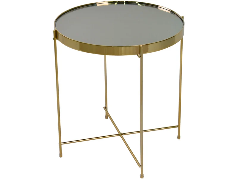 Leone Round Side Table – Gold & Glass | Glamour Accent Table