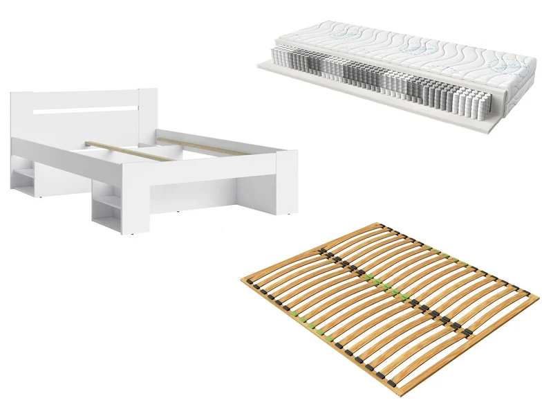 Nepo Plus Bed Set 160 — Bed, Slatted Base & Merida Mattress