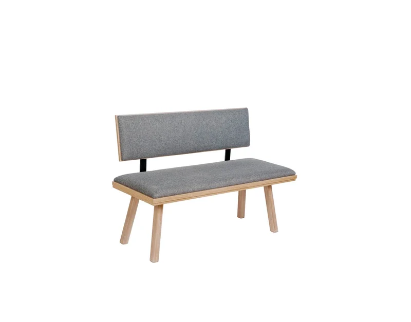Sitzbank 'Die Zeitlose', 125 cm mit Lehne, Stoff Grau
