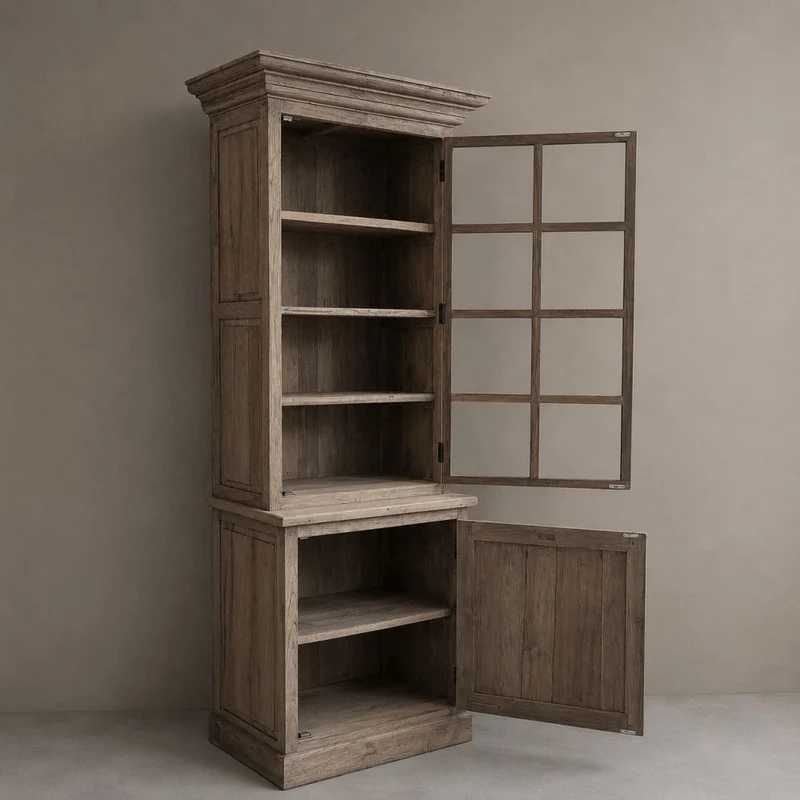 Vitrine Altholz , Geschirrschrank rustikal Altholz, Breite 75 cm