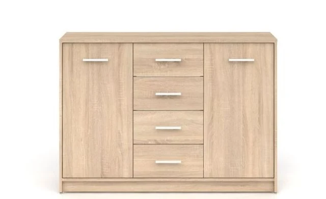 Nepo Plus Chest of Drawers 118.5 cm – 2 Doors & 4 Drawers – Sonoma Oak