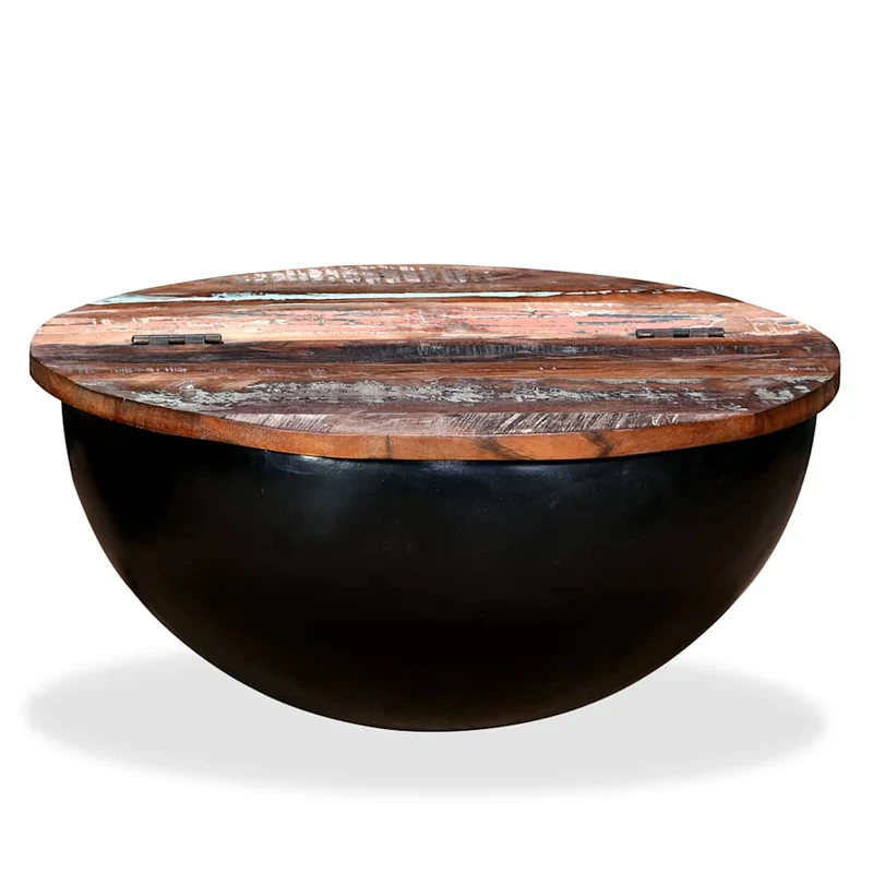 Couchtisch Altholz Massiv Schwarz Schalenform