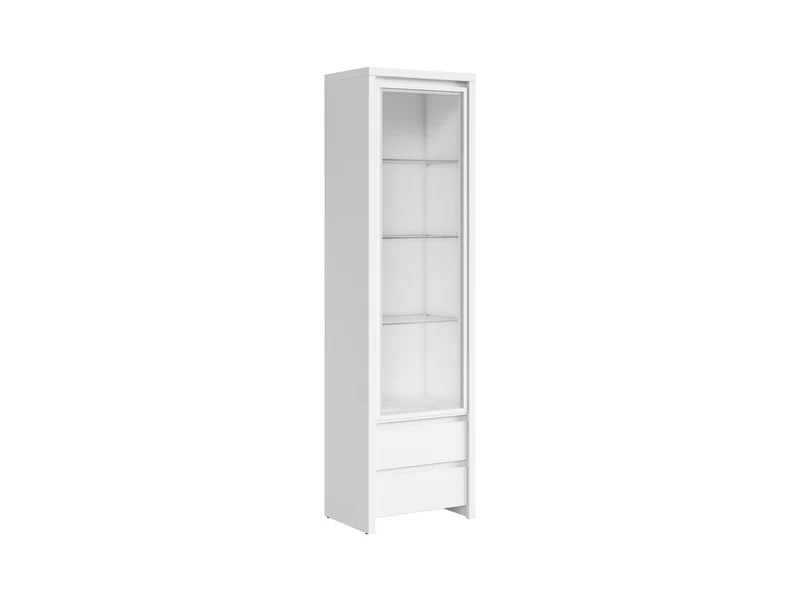 Kaspian Glass Display Cabinet 56×200cm – White & White Matt | Handleless | Optional LED