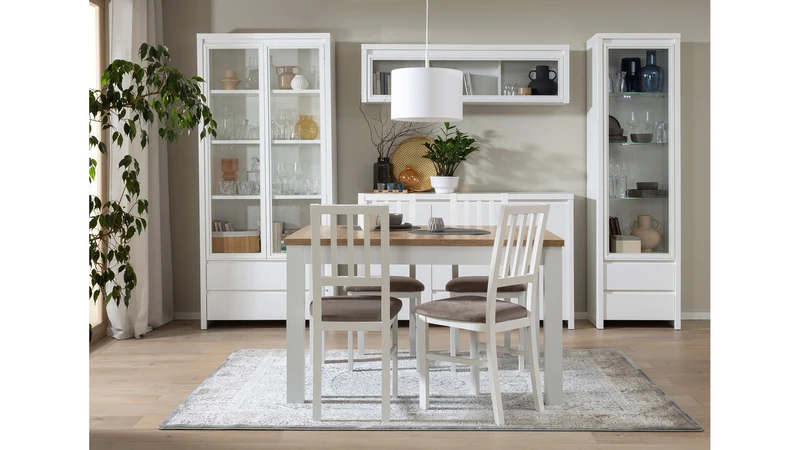 Kaspian Glass Display Cabinet 56×200cm – White & White Matt | Handleless | Optional LED