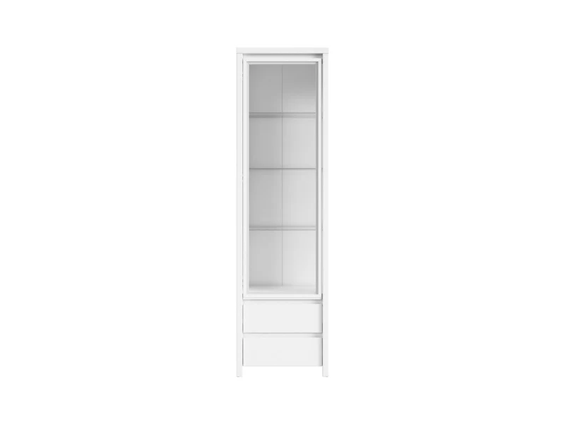Kaspian Glass Display Cabinet 56×200cm – White & White Matt | Handleless | Optional LED