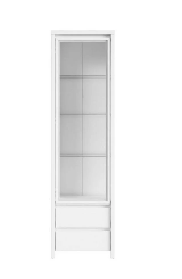 Kaspian Glass Display Cabinet 56×200cm – White & White Matt | Handleless | Optional LED
