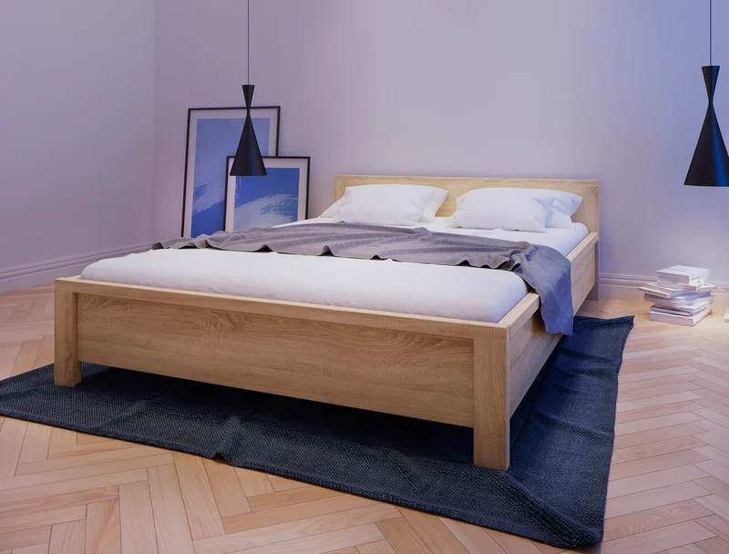 Kaspian Bed Frame 140×200 – Sonoma Oak | Frame Only, Easy Self-Assembly