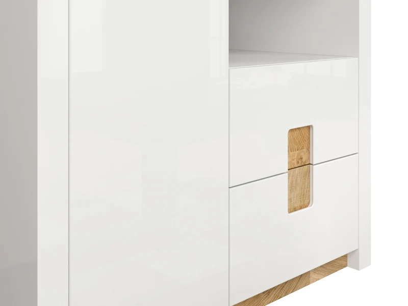 Alameda Wardrobe 102×201cm – White High Gloss & Westminster Oak | LED Lighting & Soft-Close