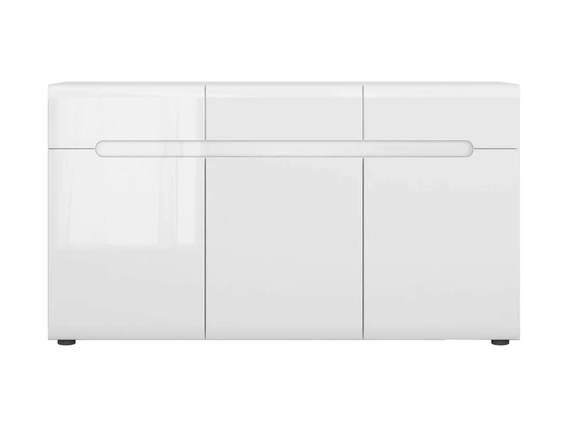 Azteca Trio Chest of Drawers 150cm – White & White Gloss | 3 Doors, 3 Drawers & Soft-Close