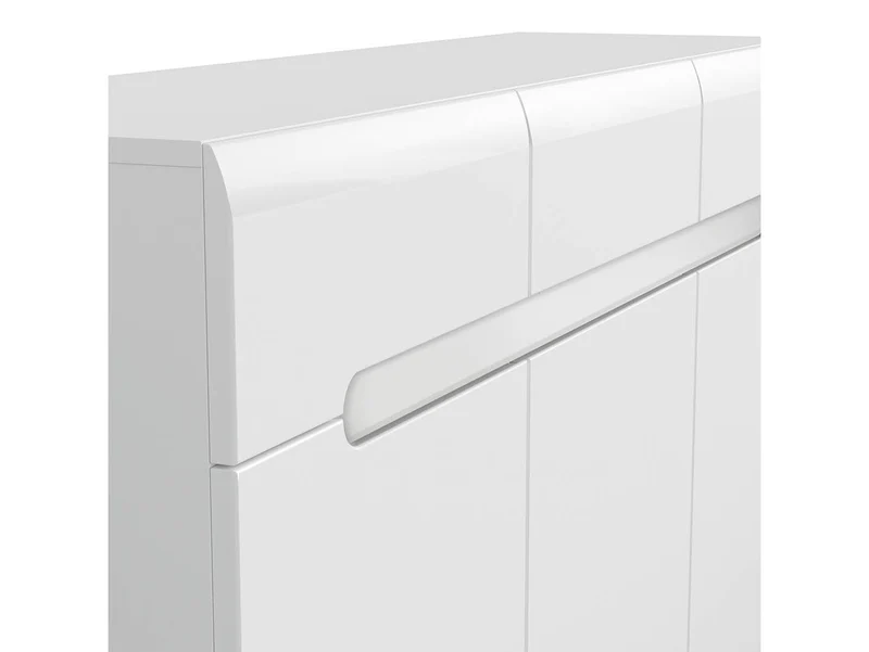 Azteca Trio Chest of Drawers 150cm – White & White Gloss | 3 Doors, 3 Drawers & Soft-Close