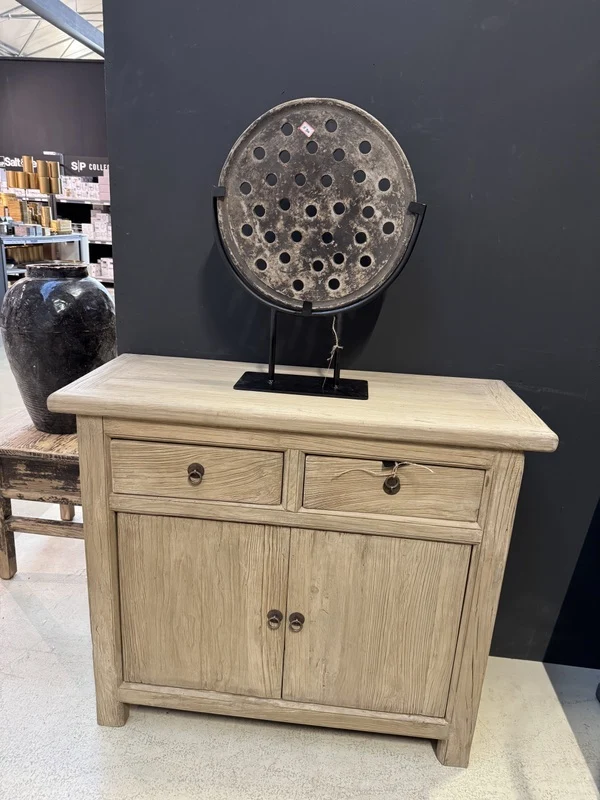 Sideboard Altholz Natur-grau, Anrichte mit Schubladen Altholz, Konsole Altholz, Breite 100 cm