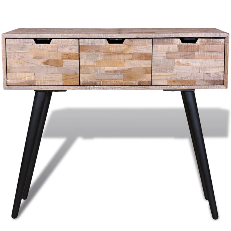 Konsolentisch mit 3 Schubladen Altholz Teak