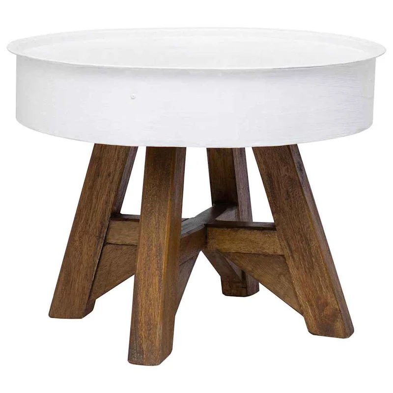 Couchtisch Altholz Massiv 60x45 cm Weiß
