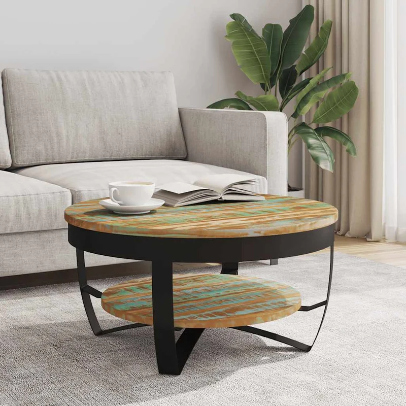 Couchtisch mit Ablage Altholz Massiv 65x32 cm