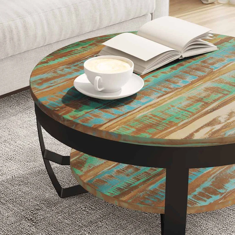 Couchtisch mit Ablage Altholz Massiv 65x32 cm