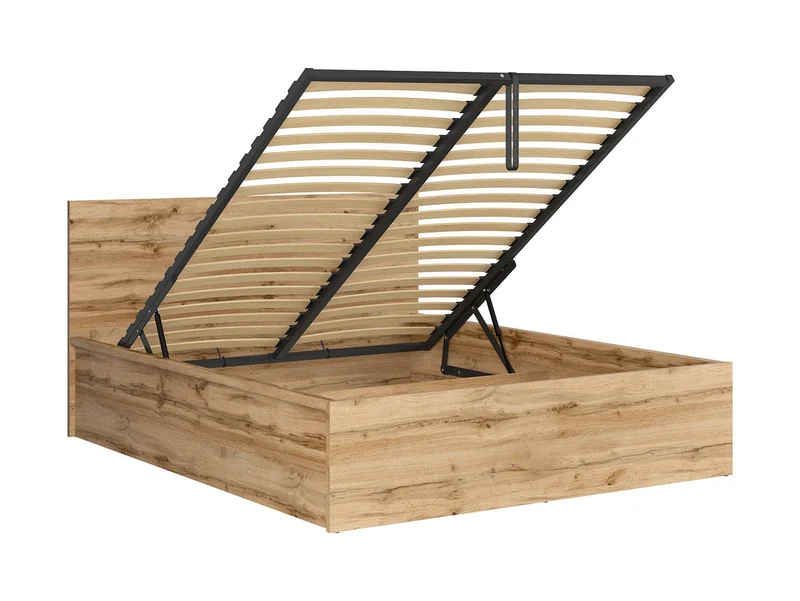 Tetrix Double Bed 160×200 with Under-Bed Storage – Wotan Oak | Tall Headboard | Frame Only