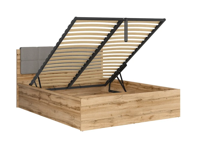 Tetrix Double Bed 160×200 with Under-Bed Storage – Wotan Oak | Tall Headboard | Frame Only