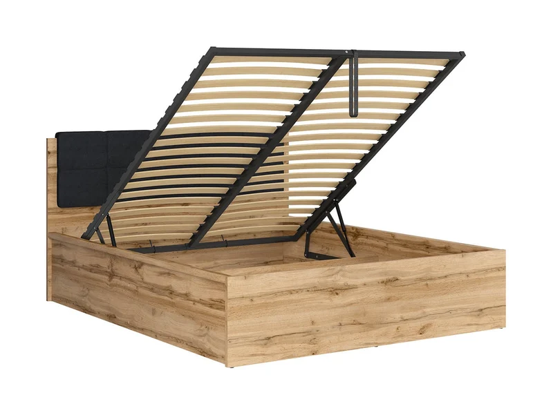 Tetrix Double Bed 160×200 with Under-Bed Storage – Wotan Oak | Tall Headboard | Frame Only