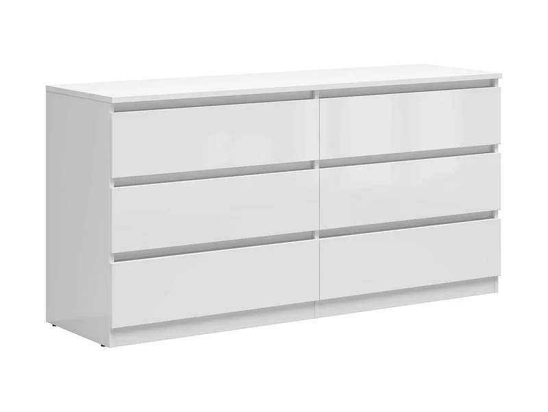 Tetrix Chest of Drawers 150cm – White High Gloss | 6 Drawers | Handleless Push-to-Open