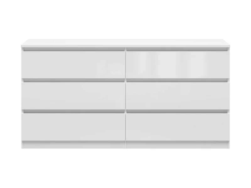 Tetrix Chest of Drawers 150cm – White High Gloss | 6 Drawers | Handleless Push-to-Open