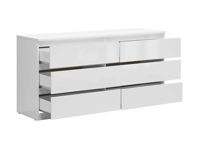 Tetrix Chest of Drawers 150cm – White High Gloss | 6 Drawers | Handleless Push-to-Open