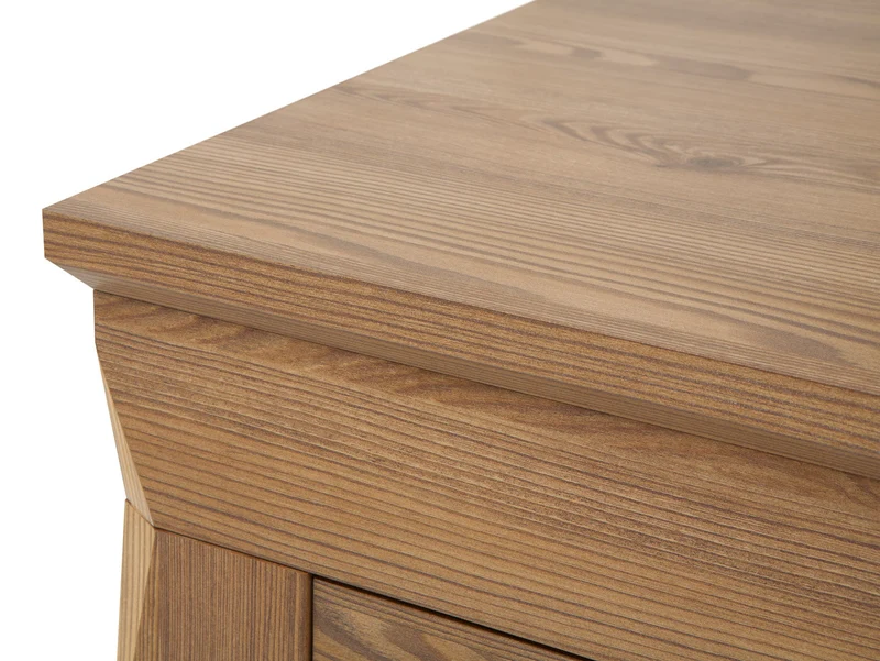 Bergen Wardrobe 144×202cm – Golden Sibiu Larch | Mirror Front, Hanging Rail & Drawers