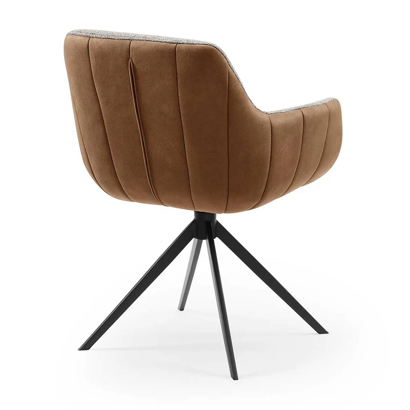 Armlehnenstuhl cognac-grau drehbar, Esszimmerstuhl drehbar cognac, Stuhl braun-cognac