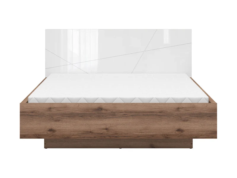 Forn Storage Bed 160×200 cm – Gas-Lift Base, Modern Style, 4 Colour Options | Dark Delano Oak & White Gloss