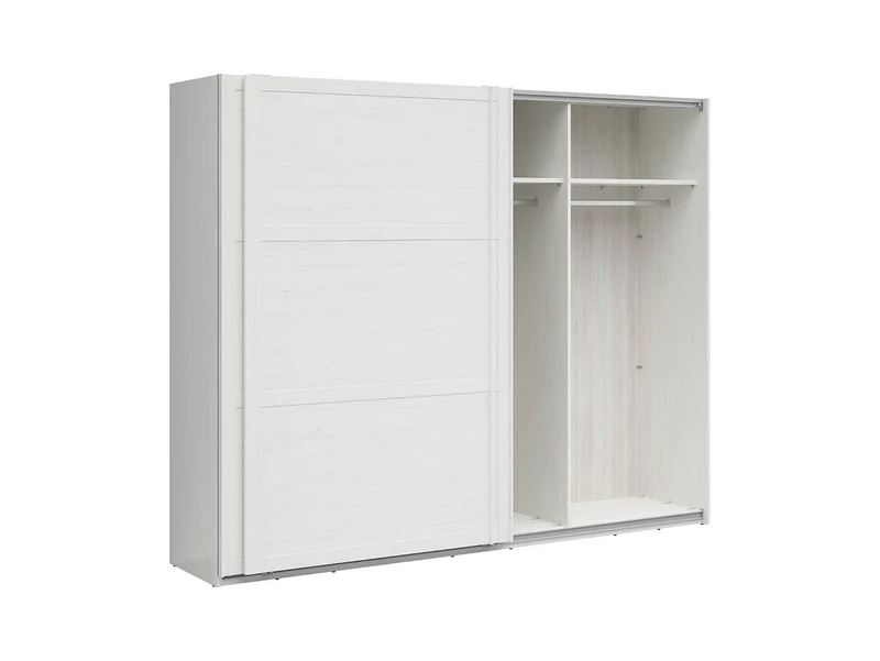 Loksa Sliding Door Wardrobe 270×218.5 cm – 3 Hanging Rails, Top Shelves, Optional Add-On Shelves & Surround Frame | Andersen Pine White
