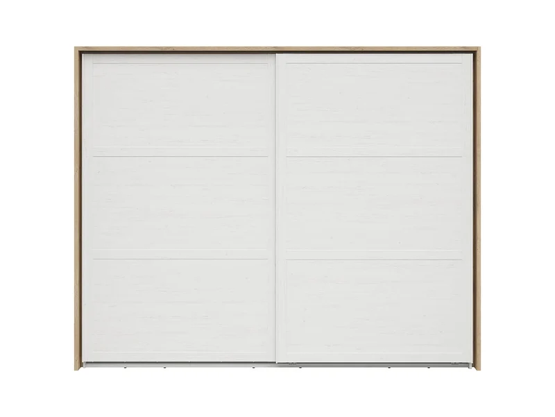 Loksa Sliding Door Wardrobe 270×218.5 cm – 3 Hanging Rails, Top Shelves, Optional Add-On Shelves & Surround Frame | Andersen Pine White