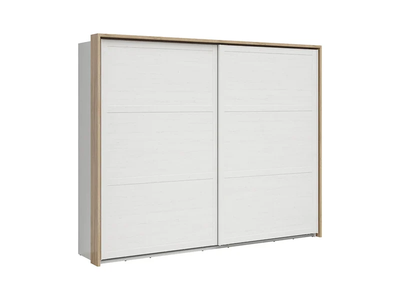 Loksa Sliding Door Wardrobe 270×218.5 cm – 3 Hanging Rails, Top Shelves, Optional Add-On Shelves & Surround Frame | Andersen Pine White
