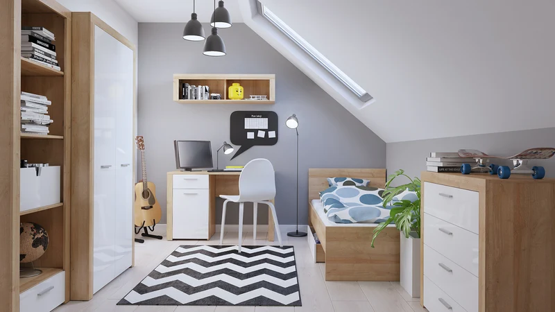 Balder Single Bed 90×200 cm – Tall Headboard, Optional Drawer | Kids & Teen | Riviera Oak