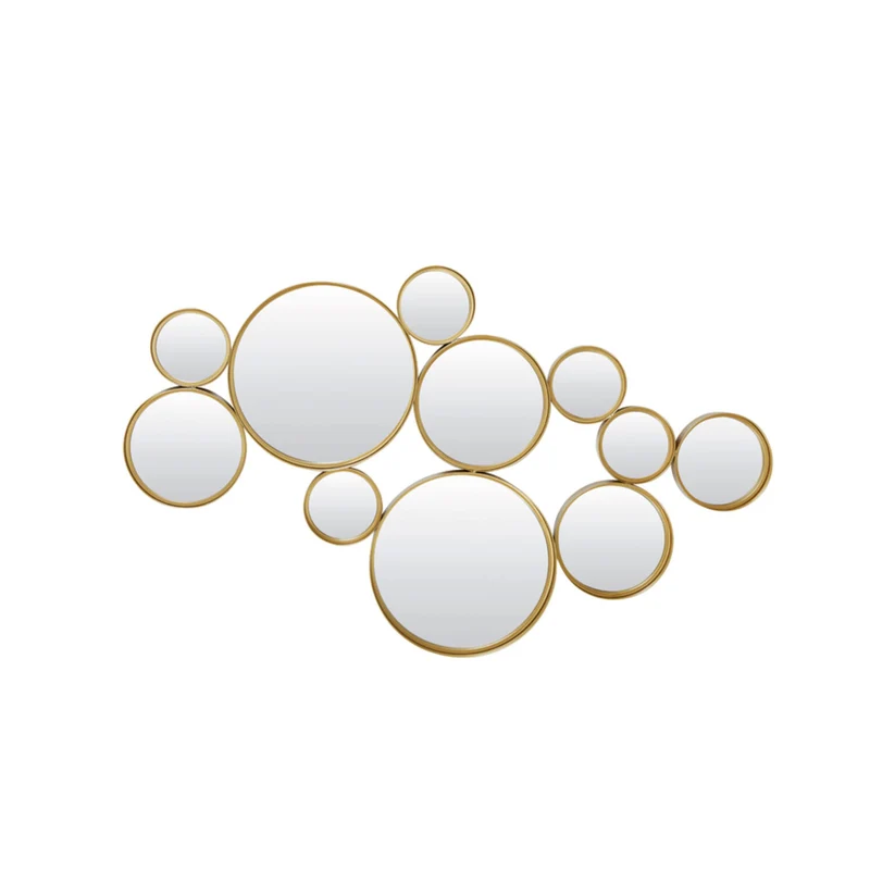 Spiegel rund Gold, Wandspiegel rund Gold, Wandspiegel Metall rund, Höhe 99 cm