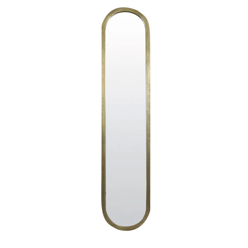 Spiegel oval Bronze-Gold, Wandspiegel Metall oval Gold, Wandspiegel Gold, Höhe 175 cm