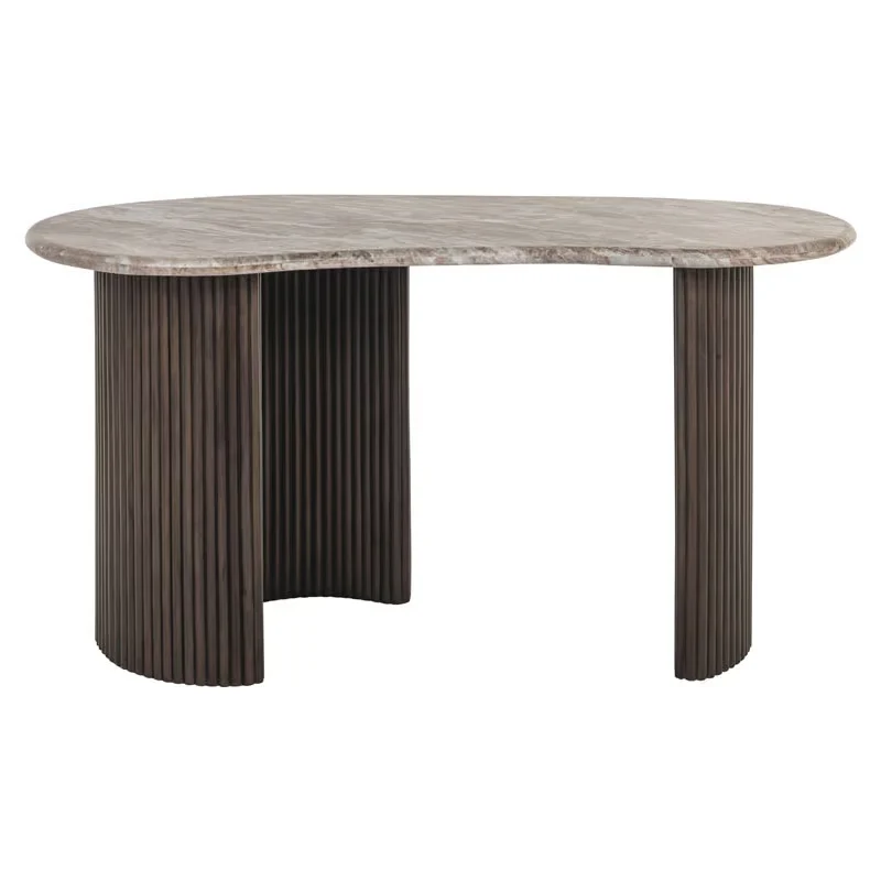 Schreibtisch halbrund Marmor, Schreibtisch braun Marmor-Tischplatte, Länge 150 cm