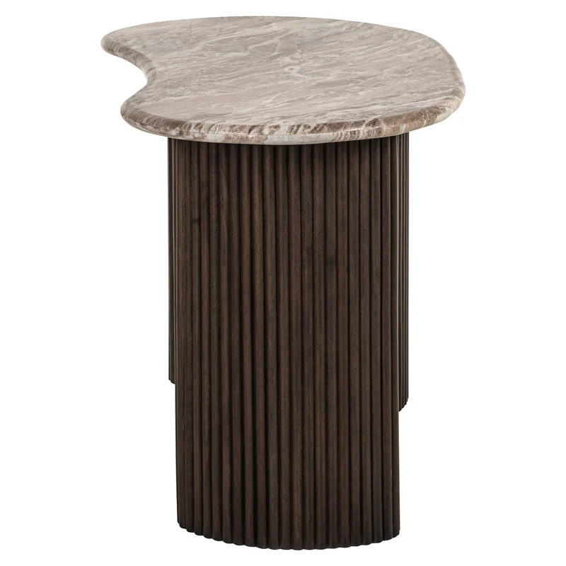 Schreibtisch halbrund Marmor, Schreibtisch braun Marmor-Tischplatte, Länge 150 cm