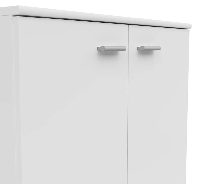 Noeda 2-Door Cabinet 71×75×35 cm – 2 Shelves, Functional Top | White