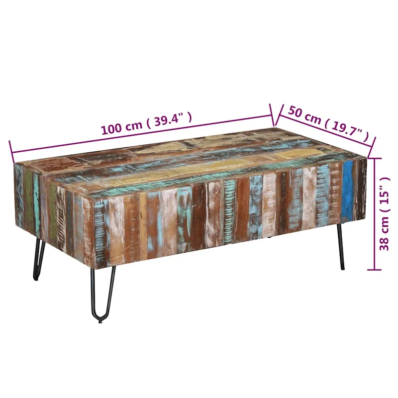 Couchtisch Altholz Massiv 100x50x38 cm