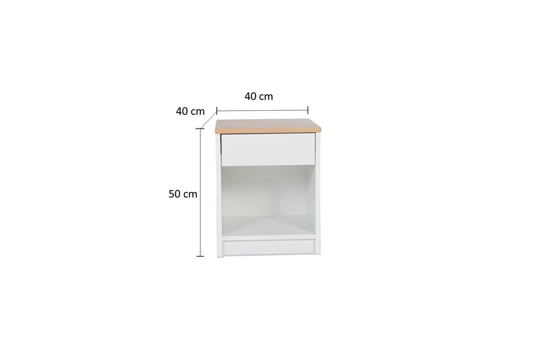 Nachttisch, Nachtschrank, Beistelltisch, Nachtkommode mit Schublade Weiß Matt
